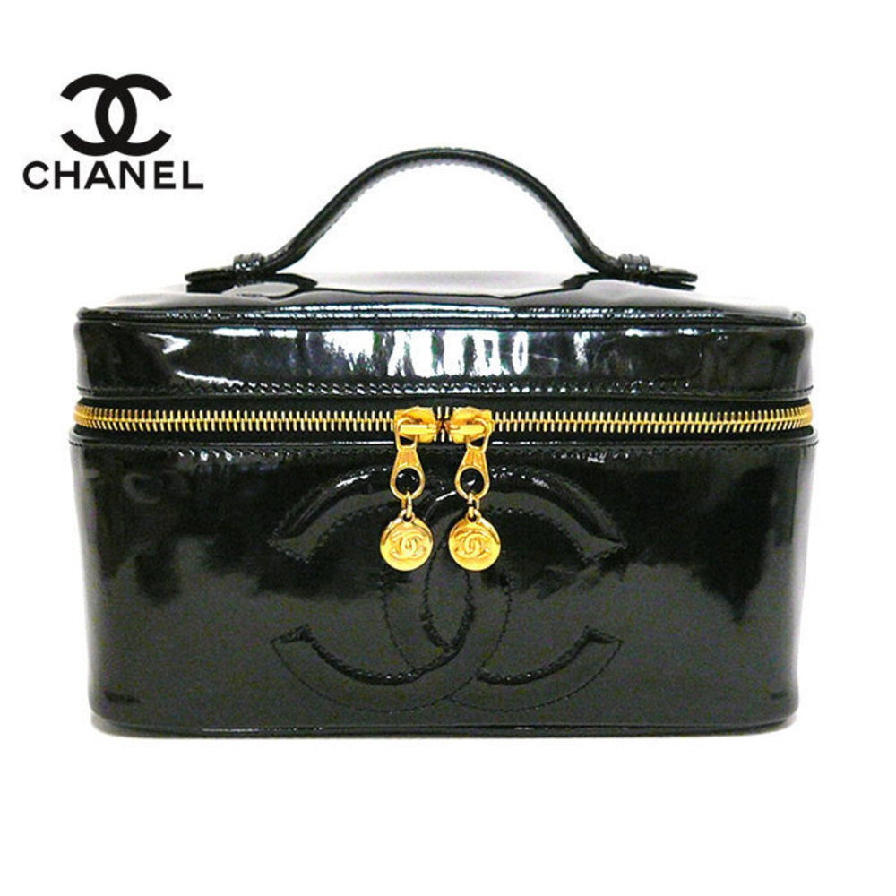 Chanel Bag Mirror Black with Leather Patent Gold Vanity